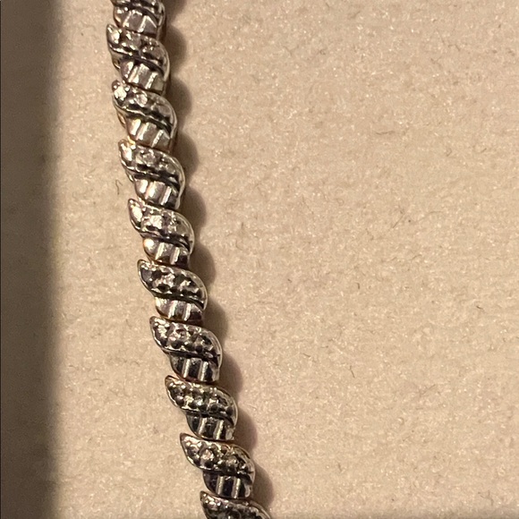 Elegant 18 K Gold over Sterling Silver Tennis Bracelet with Diamond Accents - Picture 5 of 10
